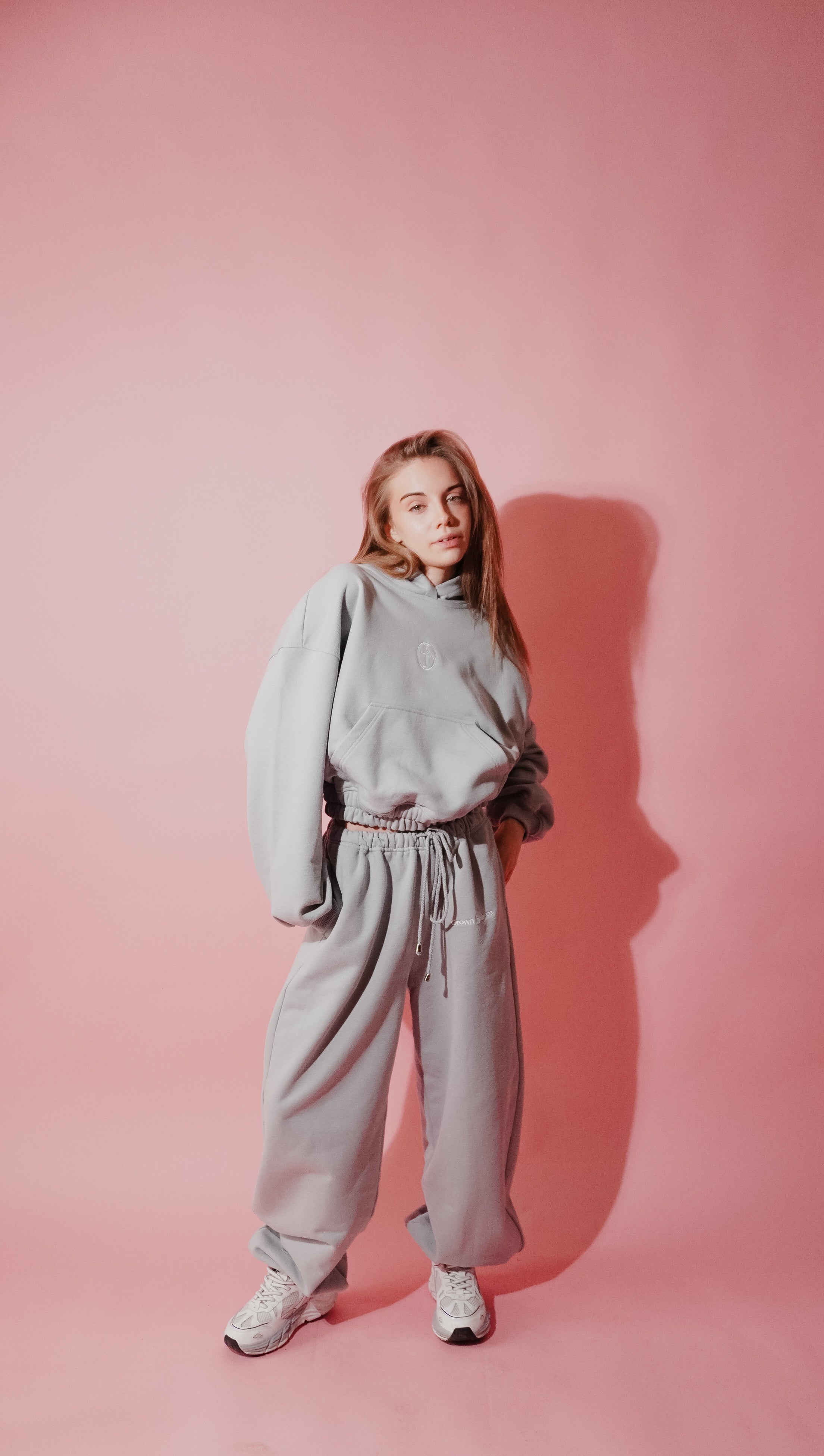 Barrel Joggers in Cloud Metallic