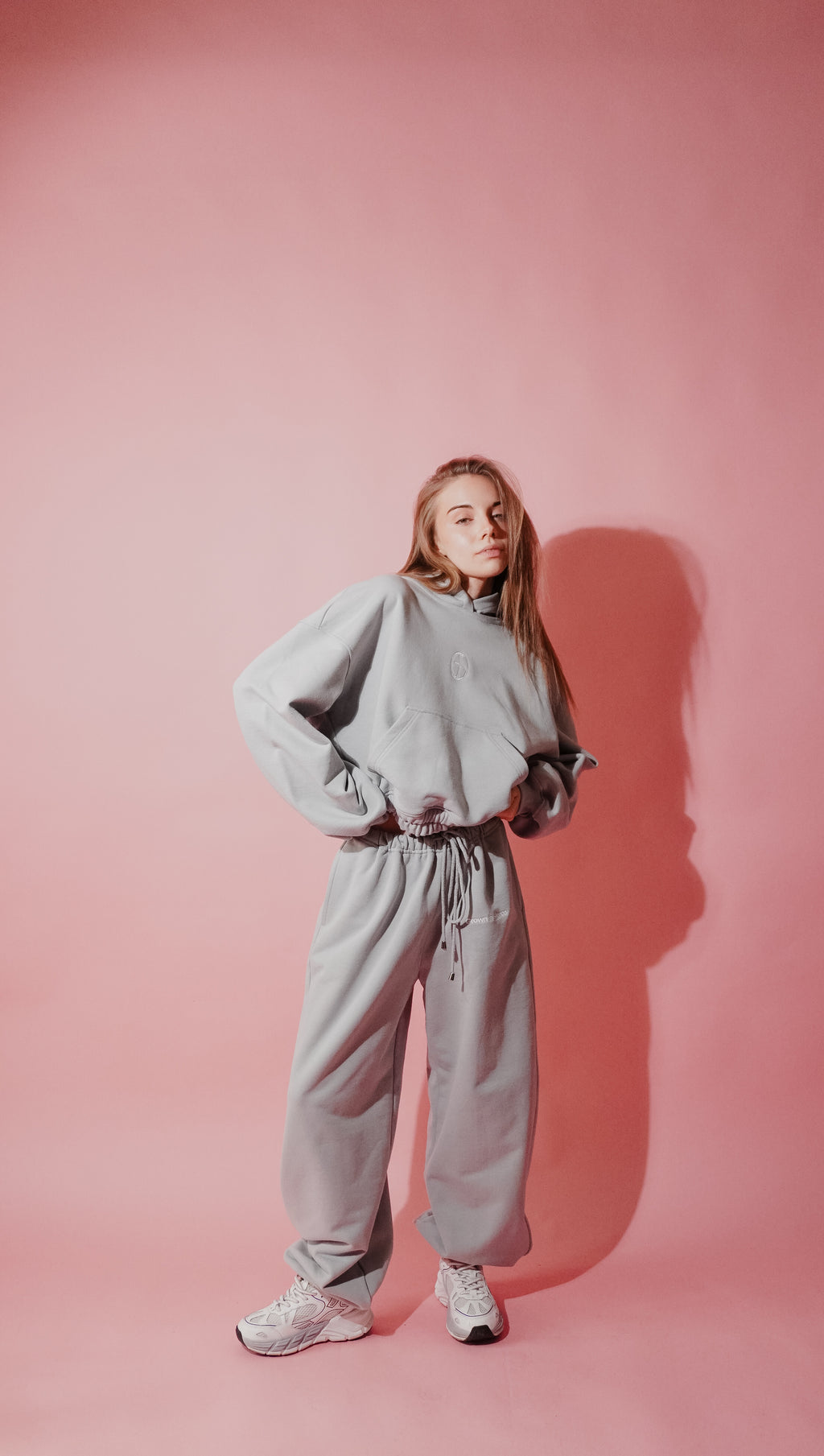 Barrel Joggers in Cloud Metallic