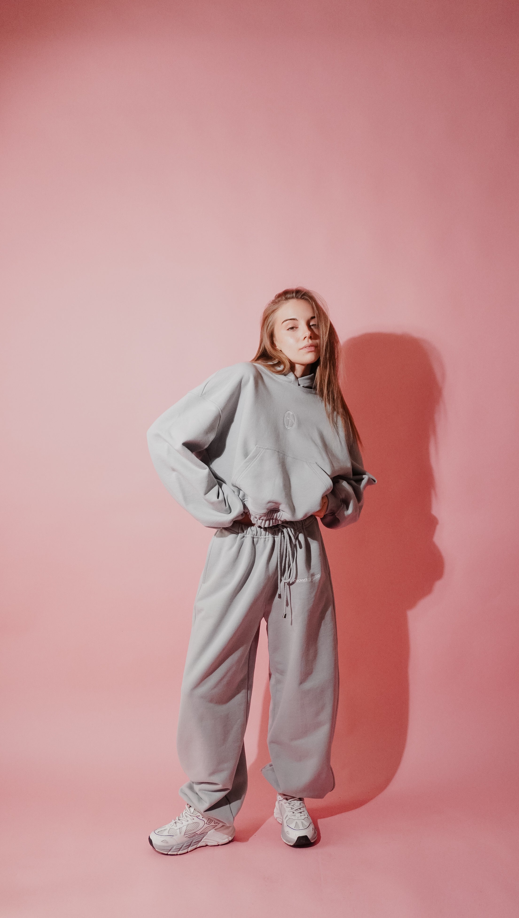 Barrel Joggers in Cloud Metallic