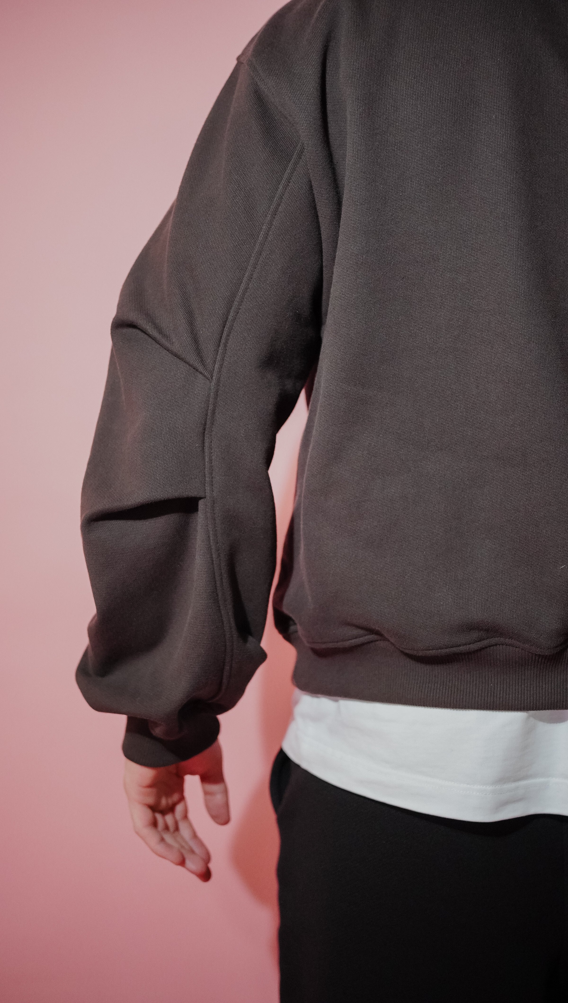 Oversized Barrel Sleeves Hoodie in DARK CHOCO