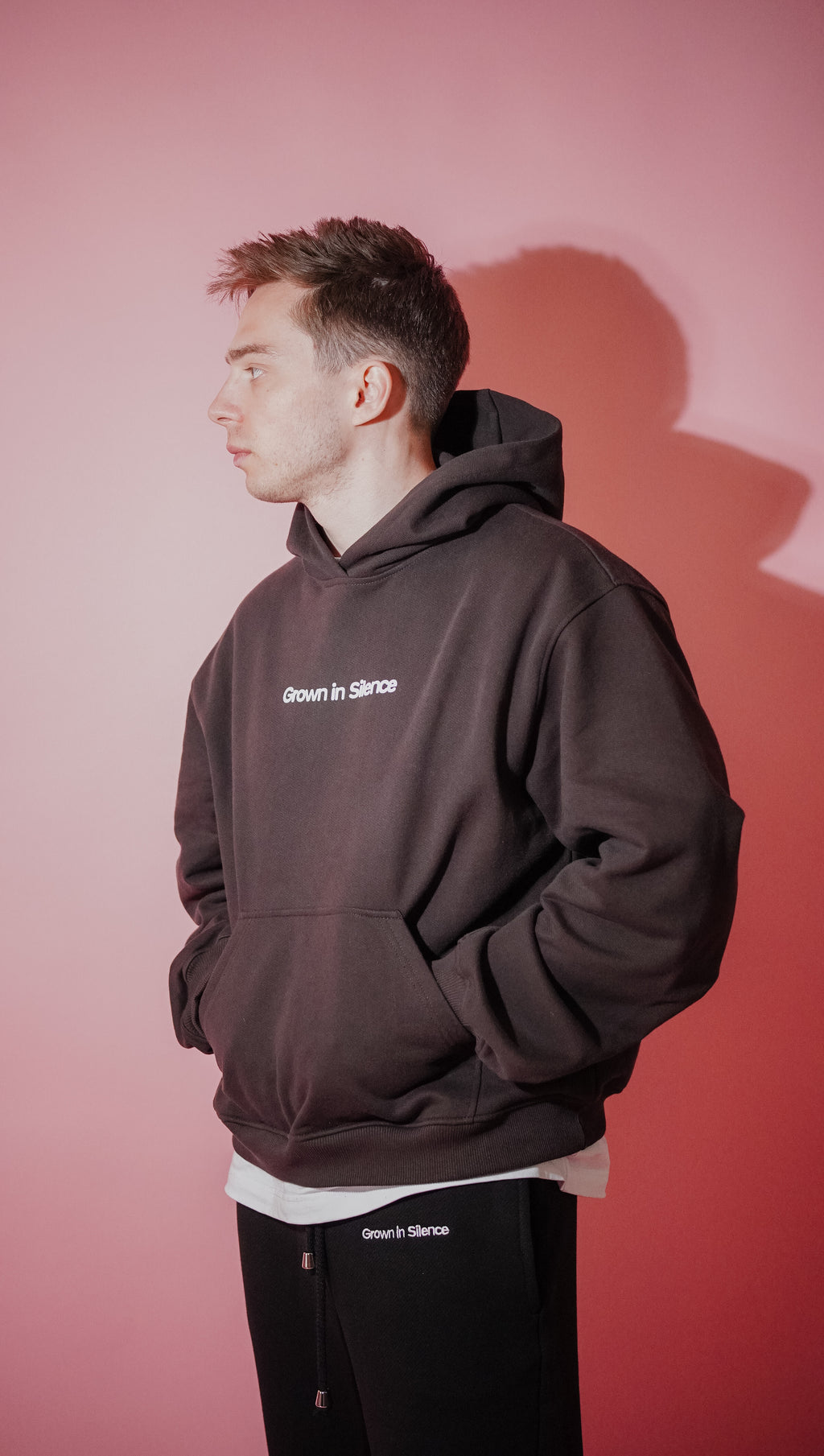 Oversized Barrel Sleeves Hoodie in DARK CHOCO