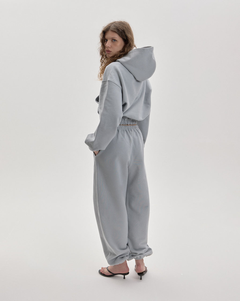 Grown In Silence cropped mini hoodie in Cloud Metallic, side view