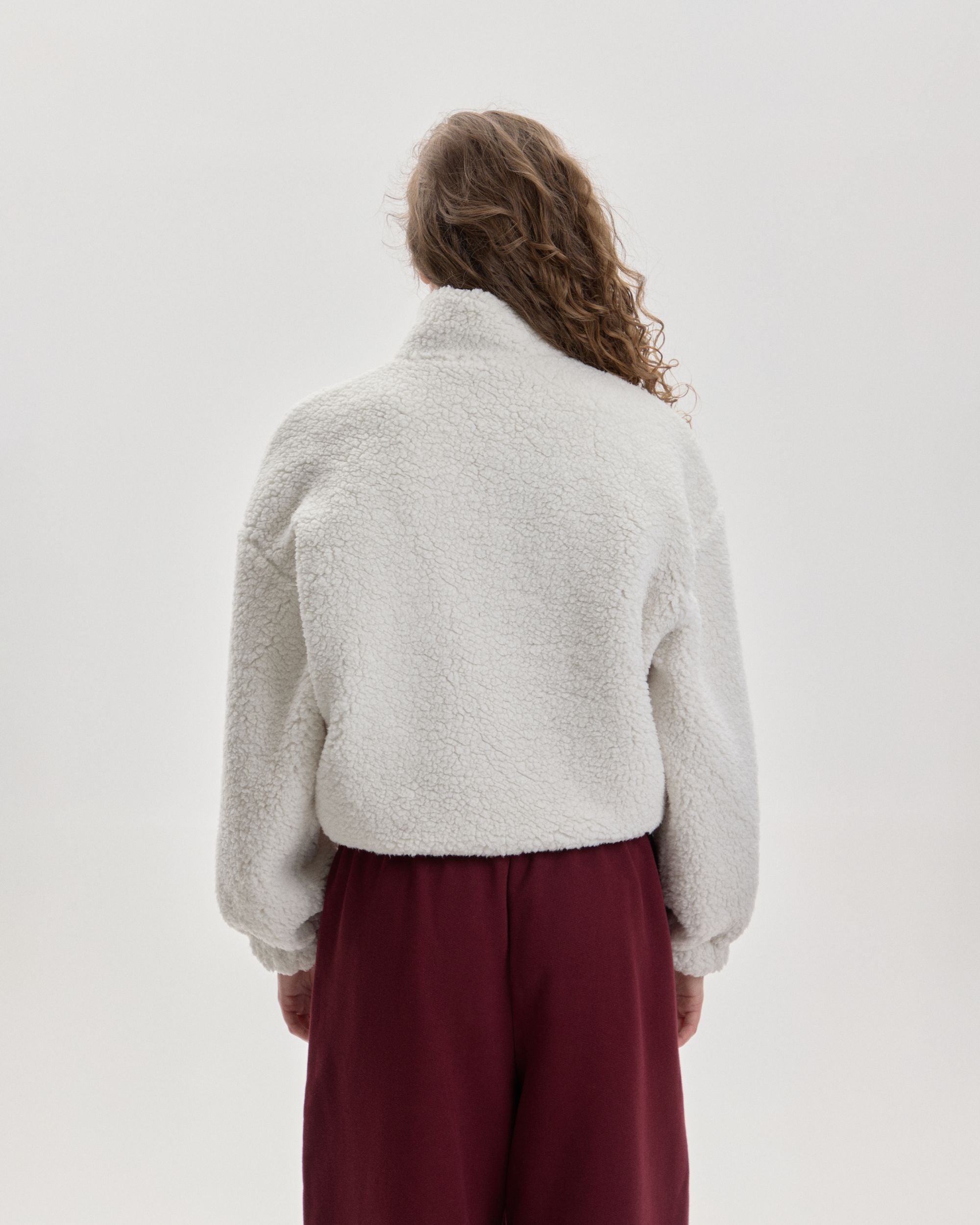 Grown In Silence oversized quarter-zip anorak in Cloud Dancer, back view
