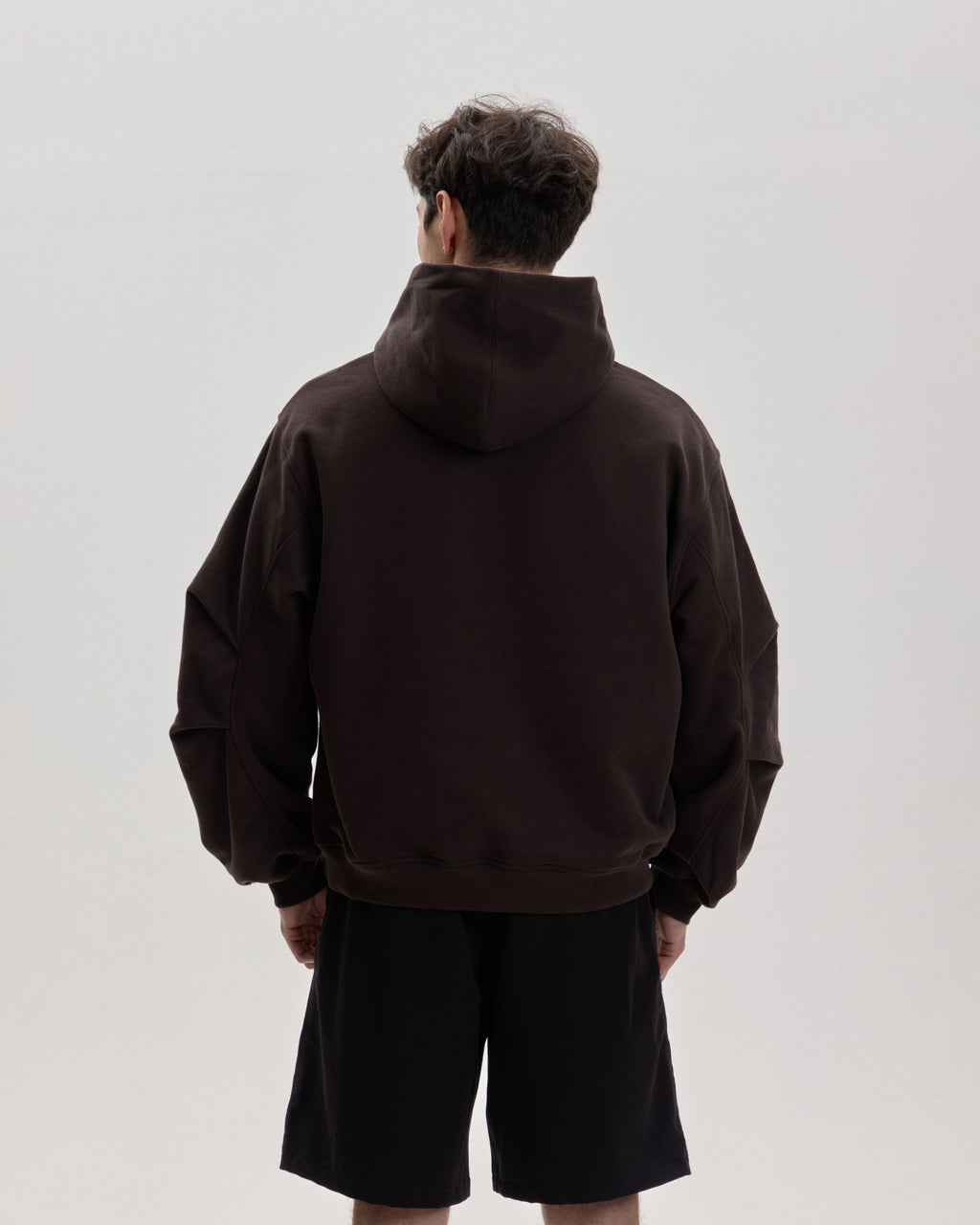 Grown In Silence oversized hoodie in choco brown, back view