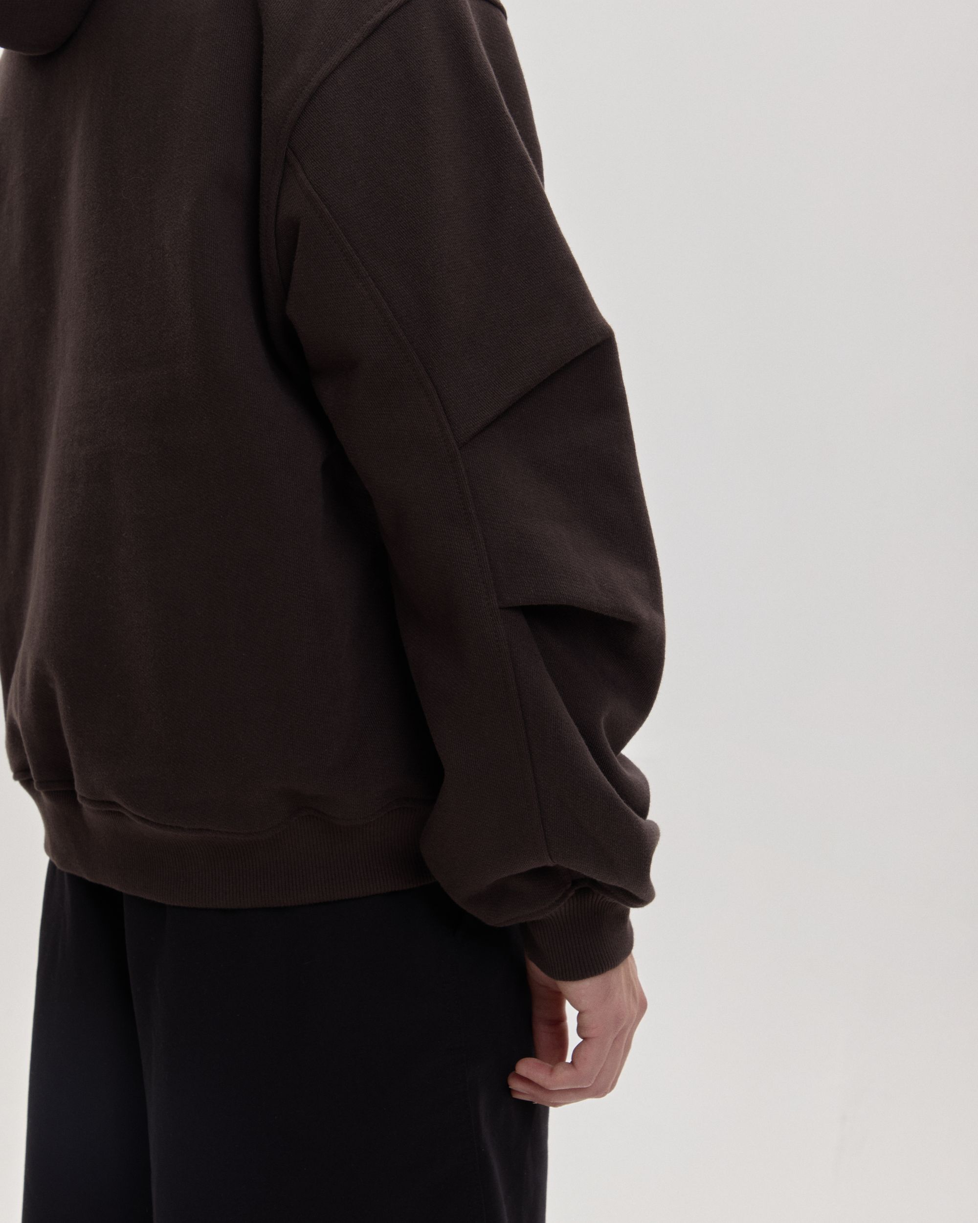 Grown In Silence oversized hoodie in choco brown, fabric and cuff detail