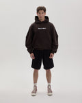 Grown In Silence oversized hoodie in choco brown, full length front view