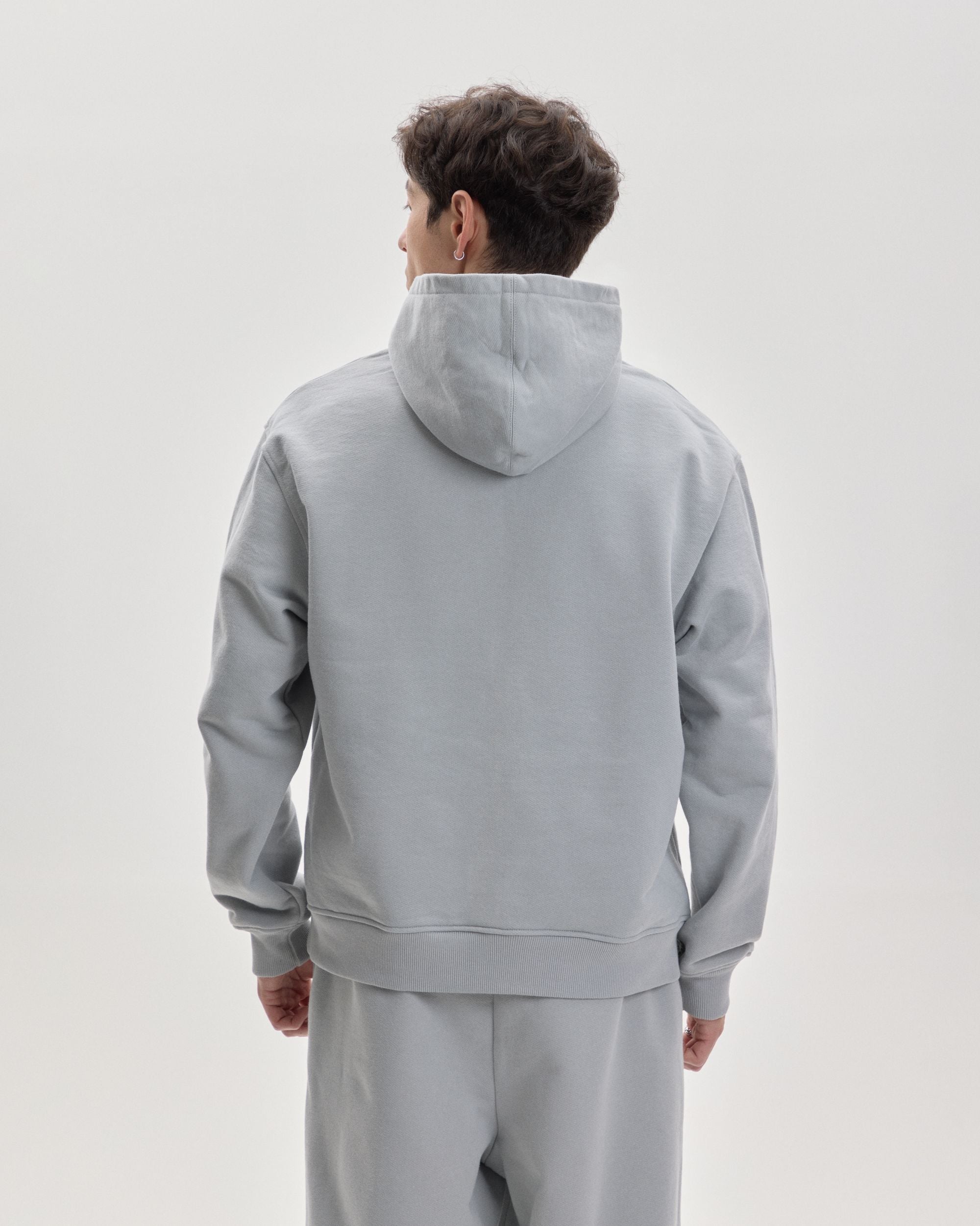Grown In Silence oversized hoodie in Cloud Metallic, back view