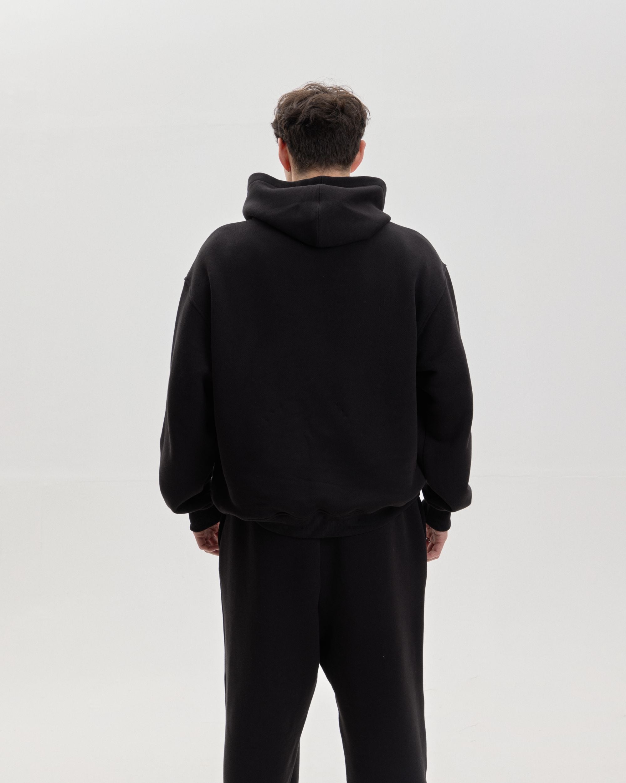 Grown In Silence oversized hoodie in Midnight Black, back view