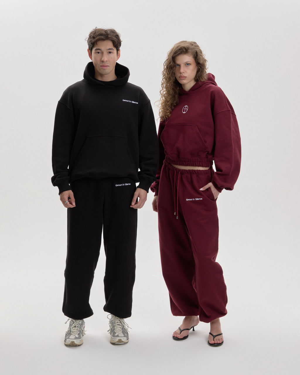 Grown In Silence relaxed joggers in Midnight Black, styled full set look